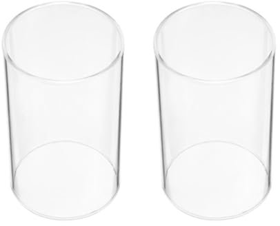 Homoyoyo Zylindrische Kerzenhalter aus Glas: 2 Stücke 20cm Hohe Glasvasen Glaszylinder Windlichtgläser mundgeblasen Glas Kerzenhalter Teelichtgläser Ersatz Zylinder für Zuhause WohnzimmerTischdeko
