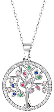 Collana Albero Della Vita, Collana Albero Della Vita Argento 925, Collana Albero Della Vita Donna, Collana Albero Della Vita con Cristalli, con Zirconi, Fortunati Regali per Mamma Moglie Figlia