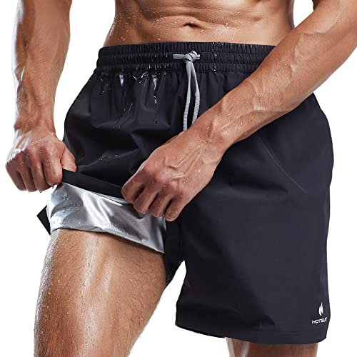 HOTSUIT Schwitzanzug Shorts Herren Schwitzhose zum abnehmen Saunaanzug herren Shorts für Sport,MMA Boxen Schwarz 2XL