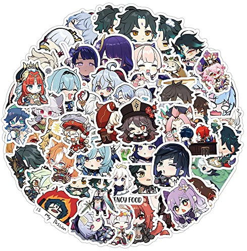 Genshin Aufkleber für Laptop 60 PCS),Geschenk für Kinder Jugendliche Erwachsene Jungen,Genshin Impact Stickers Wasserdicht Vinyl Aufkleber für Scrapbook,Skateboard,Auto,Gepäck