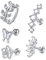 Rajnard 5 Stück Helix Piercing Schmuck 16G Chirurgenstahl Silber Tragus Knorpel Daith Conch Ohrringe Ohrstecker Zirkonia Blume und Schmetterling Blatt Formen