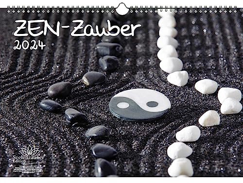 ZEN - Zauber DIN A3 Kalender für 2024 Feng Shui Meditation Yoga Yin Yang- Geschenkset Inhalt: 1x Kalender, 1x Weihnachts- und 1x Grußkarte (insgesamt 3 Teile)