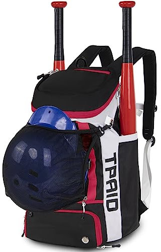 TPAID Baseball-Rucksack, große Kapazität, Softball-Tasche mit Schuhfach und Zaunhaken, leichte Baseballausrüstungstasche für Schläger, Helme, Handschuhe, Hüte, Kleidung, Schuhe