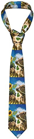 HAZURE Herren-Krawatte, Tiermotiv, braune Kuh, formelle Herren-Seidenkrawatte, verstellbare Druck-Krawatte, Business, Hochzeit, Party, Schwarz , Einheitsgröße