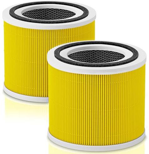 XTPOINT 2 Pack Core 300 Pet Care Replacement Filter for LEVOIT Core 300 Core300-P Core 300s VortexAir Air Purifier,H13 3-in-1 HEPA and Activated Carbon,Core 300-RF-PA (Yellow)