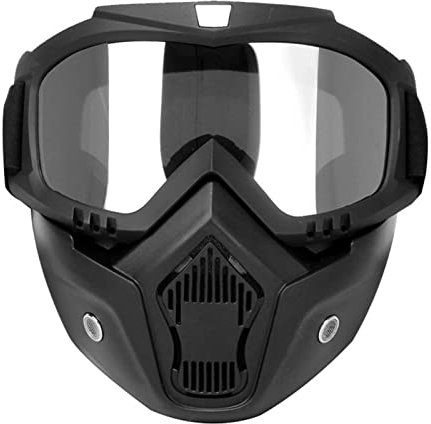 QISUO Protezione per Gli Occhi da Motocross, Maschera per Il Viso Mortorcycle Occhiali ad Alta Definizione con Filtro per la Bocca per Casco a Faccia Aperta Protezione per Gli Occhi da Motocross