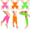 ELICNA 3 Paare Elastische Neon Beinstulpen 3 Paare Handschuhe 80er 90er Neon Beinwärmer Set Kostüm für Karneval Mottoparty（Rosa Orange Grün） 80er Jahre Kostüm Zubehör