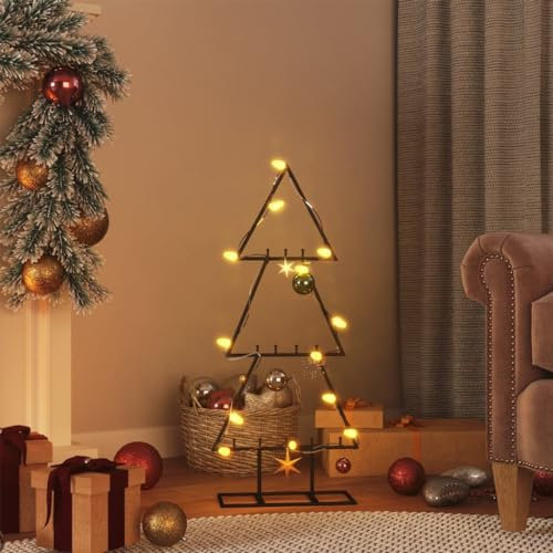 INLIFE Metall-Weihnachtsbaum Deko Schwarz 60 cm,1,58 KG,359591
