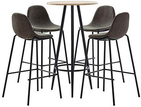 BaraSh 5-TLG. Bar-Set Stoff Dunkelgrau Hussen Stehtische Stehtisch Outdoor