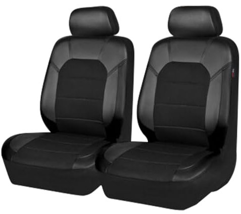 Auto Sitzbezüge für Mini Hatch/Cabrio R50 R56 F55 F56 R52 R53 R57 F57 JCW/One/One D/Cooper 5-Seats Universal Leder Vordersitze Rücksitze Schonbezug Atmungsaktiv Sitzschoner,2 Seats-Black