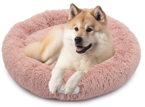 pfoten&nasen® Wolke 7 Hundebett XL [Rosa, 105 cm] – Donut-Kissen für große Hunde – Waschbar & extra weich mit abnehmbarem Bezug