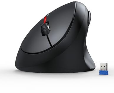 TECKNET Ratón Inalámbrico Ergonómico Vertical, 4800DPI, Reducción de Ruido Superior al 90%, 6 Botones, 2.4G Silencioso para Computadora Portátil, PC, Chromebook, Mac