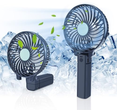 Jsdoin Ventilador de mano, USB recargable portátil ventilador de mano con 3 velocidades mini ventilador de escritorio plegable ventiladores silenciosos para interior, campamento, hogar