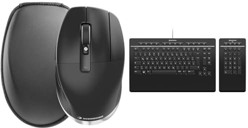 3Dconnexion CadMouse Pro Wireless & Keyboard Pro with Numpad (Tastatur, kabelgebunden, separater Nummernblock, deutsches Layout - QWERTZ), Mattschwarz