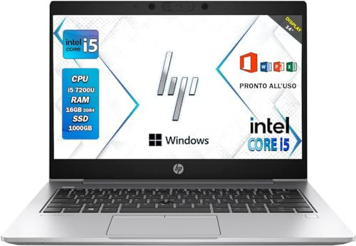 HP ProBook 640 G4 Silver, Pc portatile i5 7th, fino a 3.10 ghz, ram 16GB, SSD 1 Tb, Notebook 14 pollici, wi fi, Windows 11 pro (Ricondizionato)