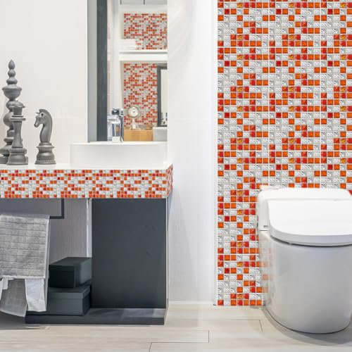 Targawerelax 25pcs Mosaico Adesivi Per Piastrelle Bagno Piastrelle Adesive Cucina Muro, Adesivi Murali Cucina Pvc Adesivo Pavimento Paraschizzi Parete Cucina Rivestimento Pavimento, Onice