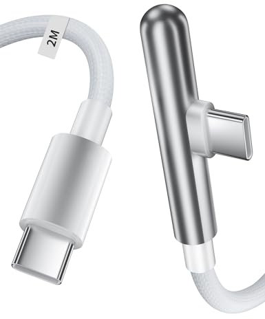 2M USB C to USB C Charger Cable for iPhone 16e 16 15 Pro Max/Plus, 240W 5A Right Angle USB C Cable Fast Charge USB Type C Cord Data Lead for iPad Pro for Samsung A16/A15/A36/A56/A55/S25/S24 Pixel 9a 8