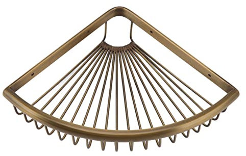 Qukaim Badezimmer-Regal, Vintage-Messing-Eck-Dusch-Caddy dreieckiges Aufbewahrungsregal, Badezimmer-Organizer, Wandhalterung, Badezimmer-Eckregal, Organizer