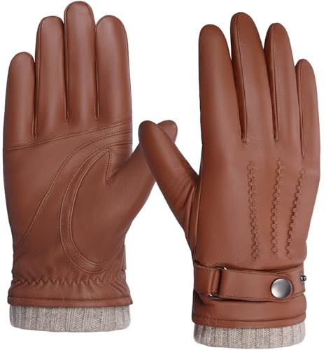Herren Winter Lederhandschuhe Warme Kaschmirhandschuhe Touchscreen-Funktion | Autofahrerhandschuhe, wärmespeichernd, Stretch-Passform