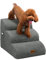 Deconovo Hundetreppe für Kleine Hunde 3 Stufen, Haustiertreppe mit Abnehmbarem Waschbarem Bezug rutschfeste Katzentreppe für Sofa Bett, Hunderampe mit Gelenkproblemen, 57x40x40 cm, Dunkelgrau