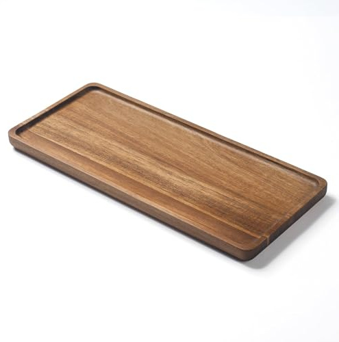 Badezimmer Tablett, Akazia Holz Toiletten Tablett, Holz Kosmetik Tablett Organizer, Dekoratives Tablett für Badezimmer (35 x 15 x 2 cm)