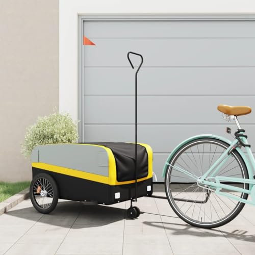 Somanki Fahrradanhänger Schwarz und Gelb 45 kg Eisen, Fahrrad Anhänger, Lastenanhänger, Handwagen, Fahrrad-lastenanhänger, Lastenfahrrad - 94064