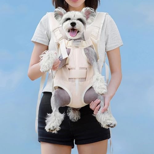 HundetRagetasche, Atmungsaktives Schulterdesign, Hunde Reise Rucksack, komfortabel und sicher (Weiß, M)