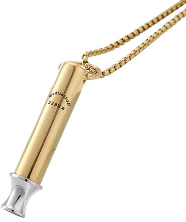 Flongo 528 Hz Pfeife Halskette：Gold Liebe Frequenz Sonic Angst Relief Positive Atmung Raucherentwöhnung Pfeife Anhänger Edelstahl Schmuck Meditation Kette Valentinstag Sound Healing Geschenk