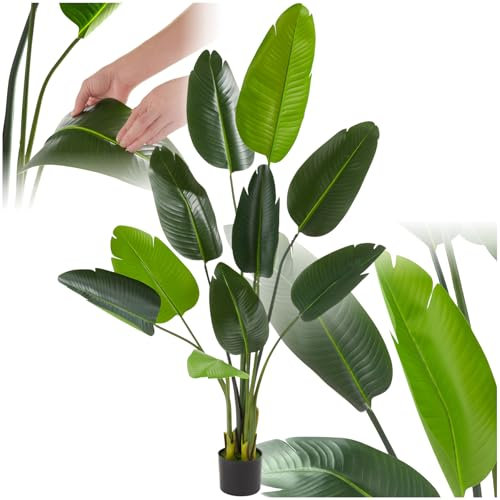 TecTake® Plante Artificielle Oiseau du Paradis 160cm Fausse Plante Interieur Arbre Vert Arbre Artificiel Décoration Maison idéal pour Décoration Salon Chambre Cuisine Dressing Chambre Enfant Bureau