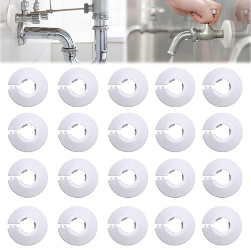 20 Pièces Blanc Rosaces Simples de Radiateur, 20 mm Rosace de Radiateur, Cache Tuyau Radiateur pour Tuyaux Chauffage 16 mm, pour Tuyau de Chauffage D'eau Rosace de Radiateur