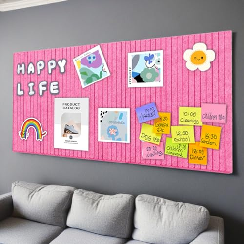 Gohytal Kleine Große Filz Pinnwand Selbstklebend, DIY Filz Memoboards Set für Fotos Bilder Postkarten Filzboard Memotafeln Memo Board Wanddekoration für Büro Küche, Fotos Memos-Pfirsich