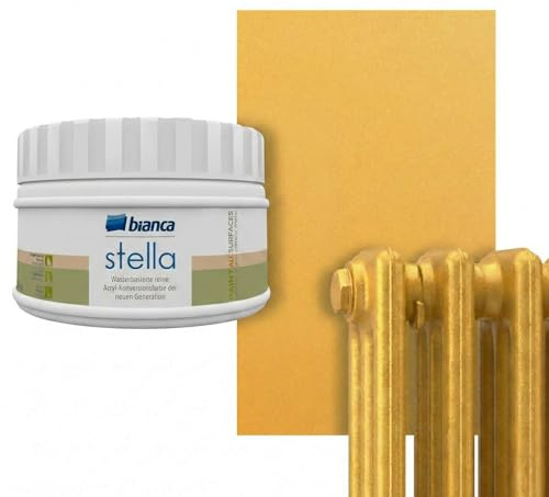 Bianca Stella Smalto per Termosifoni Resistente al Calore, Vernice per Riscaldamento a Base d'Acqua, Oro, Lucido, Antigraffio & Alta Copertura, 250ml