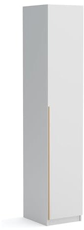 Brent - Kleiderschrank Bristol Weiß 45 cm Breite, 1-türig, Mehrzweckschrank mit Einlegeböden und/oder Kleiderstange, Aufbewahrungsschrank, Modern Metallgriffe in Gold