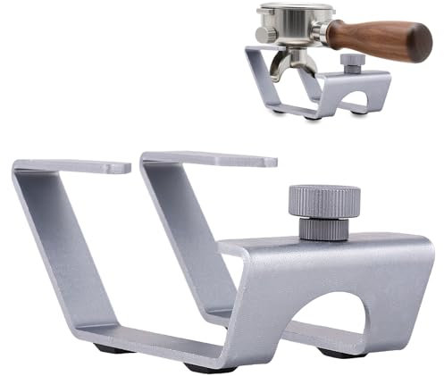 BAODBF Portafiltro in acciaio inox, supporto per filtro da caffè, con fondo antiscivolo, supporto per tamper da 51 mm, 53 mm, 54 mm e 58 mm, 13,5 x 6,5 x 5,8 cm (argento)
