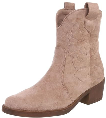 Ital Design Damen Stiefeletten mit Reißverschluss und Blockabsatz, spitze Form