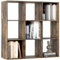 HOMCOM 3 Tier Bookshelf, Modern Cube Bookcase with 9 Open Storage Compartments, Freestanding Display Storage Unit for Living Room, Bedroom, Study, Rustic Brown