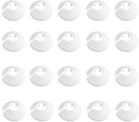 20PCS Radiator Pipe Covers, White Radiator Collars for 15mm 16mm Pipes, Durable Pipe Hole Covers, Snap-On Water Pipe Decorations, Wall Floor Radiator Pipe Trims for Home Heating System Finishing
