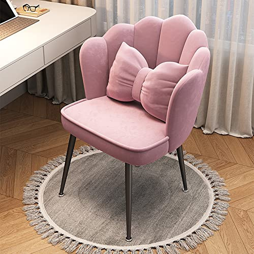 Eleganter Samt-Bürostuhl für Make-up, bequemer Mid-Century Petal-Hocker mit Rückenlehne und weichem Kissen, ideal für Frauen- und Mädchenzimmer-Dekoration