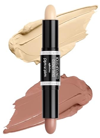 Wet n Wild MegaGlo Dual-Ended Contour Stick, 2-in-1 Contouring Stick Bronzer & Highlighter, Cremige Verblendbare Formel für Wangen Nase Kiefer, Medium/Tan