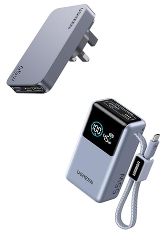 UGREEN 65W Travel Charger USB C Charger Plug and 55W 10000mAh Power Bank