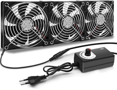 Lizoak 360mm Ventilateur de Boîtier - Universel avec Régulateur de Vitesse - Ventilateur Externe pour Routeur, Récepteur, Consoles de Jeu et Boîtier PC - Ventilateur de Refroidissement 12V