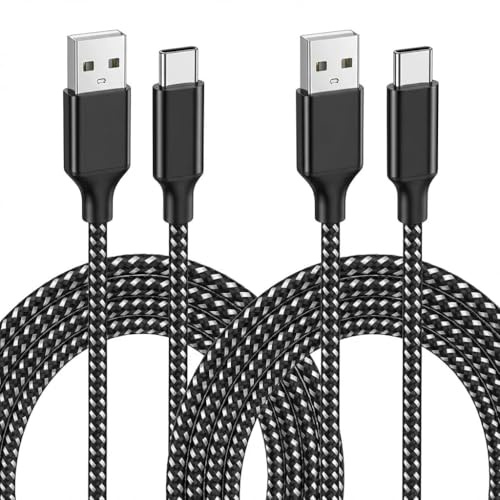 2PC Charging Cable for PS5 Xbox Series S/X N-Switch Lite Pro Controller | 10W 2A Fast Charge USB-A to USB-C 6.6Ft Braided Nylon Wire for iPhone 15 16 17 Pro Max Tablet USB-C Devices