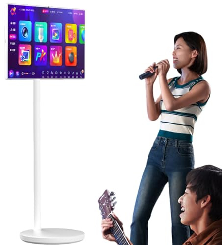 Sunseota Portable TV On Wheels, Rolling TV 21.5/24/27/32 Portable Touch Screen Tvs with Rolling Stand Powered Tv Android 113, Touch Screen Portable Monitor 27in-6G+128G