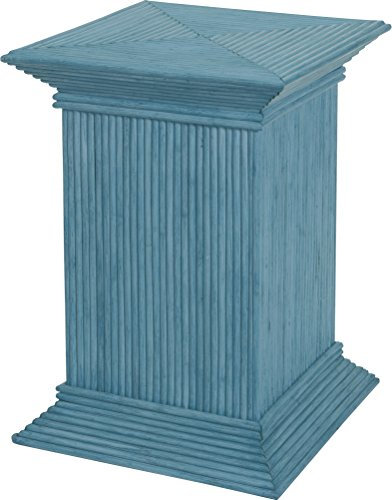 Korb-Outlet Blumensäule, Pflanzenständer XXL aus echtem Rattan/Blumenhocker 50x50x72cm (Blau-gewaschen)