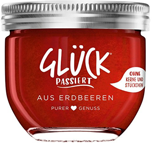 GLÜCK PASSIERT - aus Erdbeeren Fruchtaufstrich ohne Stückchen fein passiert - 230g