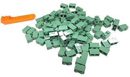 LEGO Classic 100 Stück 1x2 Steine (3004) mit Steinetrenner (sandgrün)