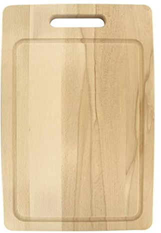 Fackelmann 3181250 Schneidebrett Buche 44 x 30 x 2 cm | Stabiler Schnitt auf Großformat, Holz 44 x 30 x 2 cm, Saftrille, Griff zum Greifen oder Aufhängen