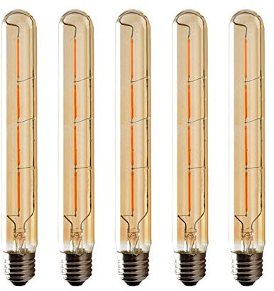 Vintage Design LED Lampe E27 T30 4W, Edison Retro Glühbirne, 2700K Warmweiß 400LM, Flimmerfrei Nicht Dimmbar 360° Abstrahlwinkel, Bernstein Glas zur Stimmungsbeleuchtung Dekorative Beleuchtung 5 Stück