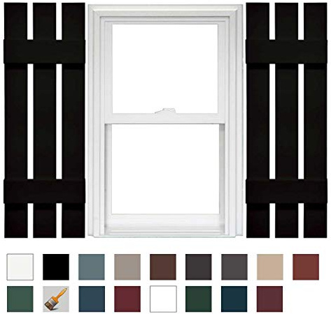 Mid America Board and Batten 12 3 Board Spaced Vinyl Standard Shutter (1 Pair) - 12 x 43 002 Black