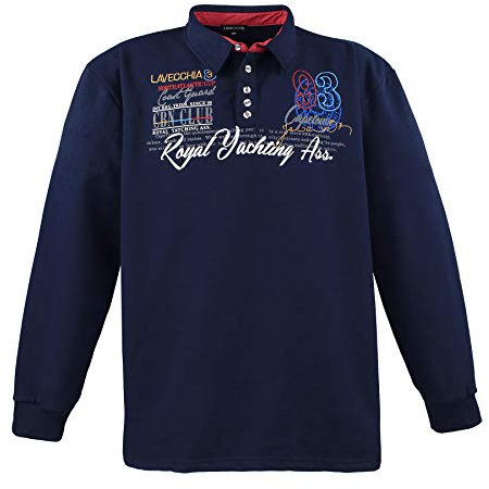 Lavecchia Übergrößen Sweatshirt Herren Langarmshirt Langarm Polo Shirt Poloshirt LV-2024 (Navy, 6XL)